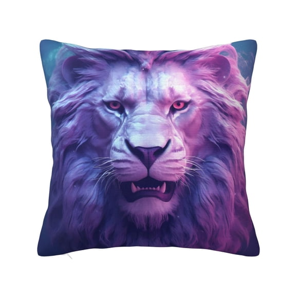 Fuzoiu Cool Lion Head Print Square Pillow Cover,Hidden Zipper Design,Luxury Square Pillow Case, Throw Pillow,Couch Cushion-12"x12"
