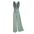 thumbnail image 4 of SWSMCLT Women's Casual High Waist V Neck Sleeveless Jumpsuit Summer Rompers One Piece Wide Leg Palazzo Pants Green 6, 4 of 4