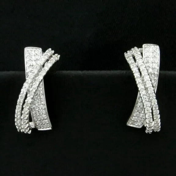 2Ct Round Cut Lab-Created Diamond Huggie Hoop Earrings 14K White Gold Plated