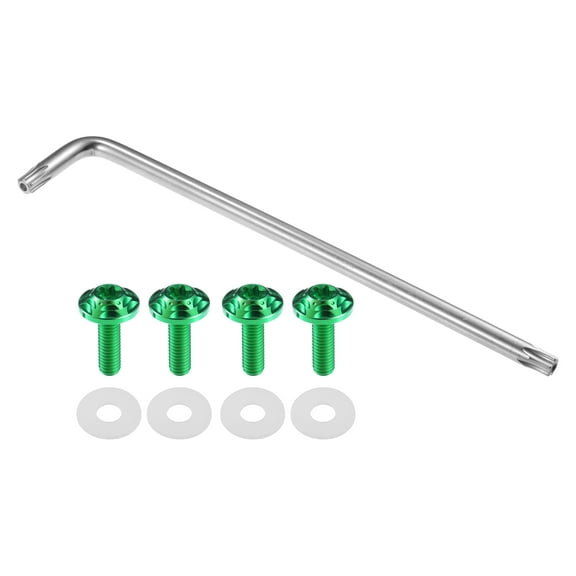 1 Set 1/4" M6 Car Anti Theft License Plate Screws for Car Frame Holder with 4 Silicone Washers Green
