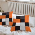 thumbnail image 5 of Orange Black Patchwork Outdoor Pillow Covers Pack of 2 Abstract Geometric Art Waterproof Throw Pillow Covers Decorative Cushion Cases for Patio Garden Tent Balcony Couch 24x24 inch, 5 of 8