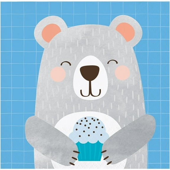 Creative Converting 336062 Birthday Bear Beverage Napkin, CASE of 192