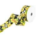 thumbnail image 3 of Diagonal Plaid and Flowers Wired Ribbon, 1-1/2-inch, 10-yard, Yellow, 3 of 3