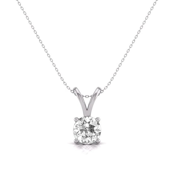 TimeLe$$ Classics Fine Jewelry 1.25 Carat Lab Grown Diamond Solitaire Pendant Necklace For Women in 14K White Gold 4-Prong Set Round Cut