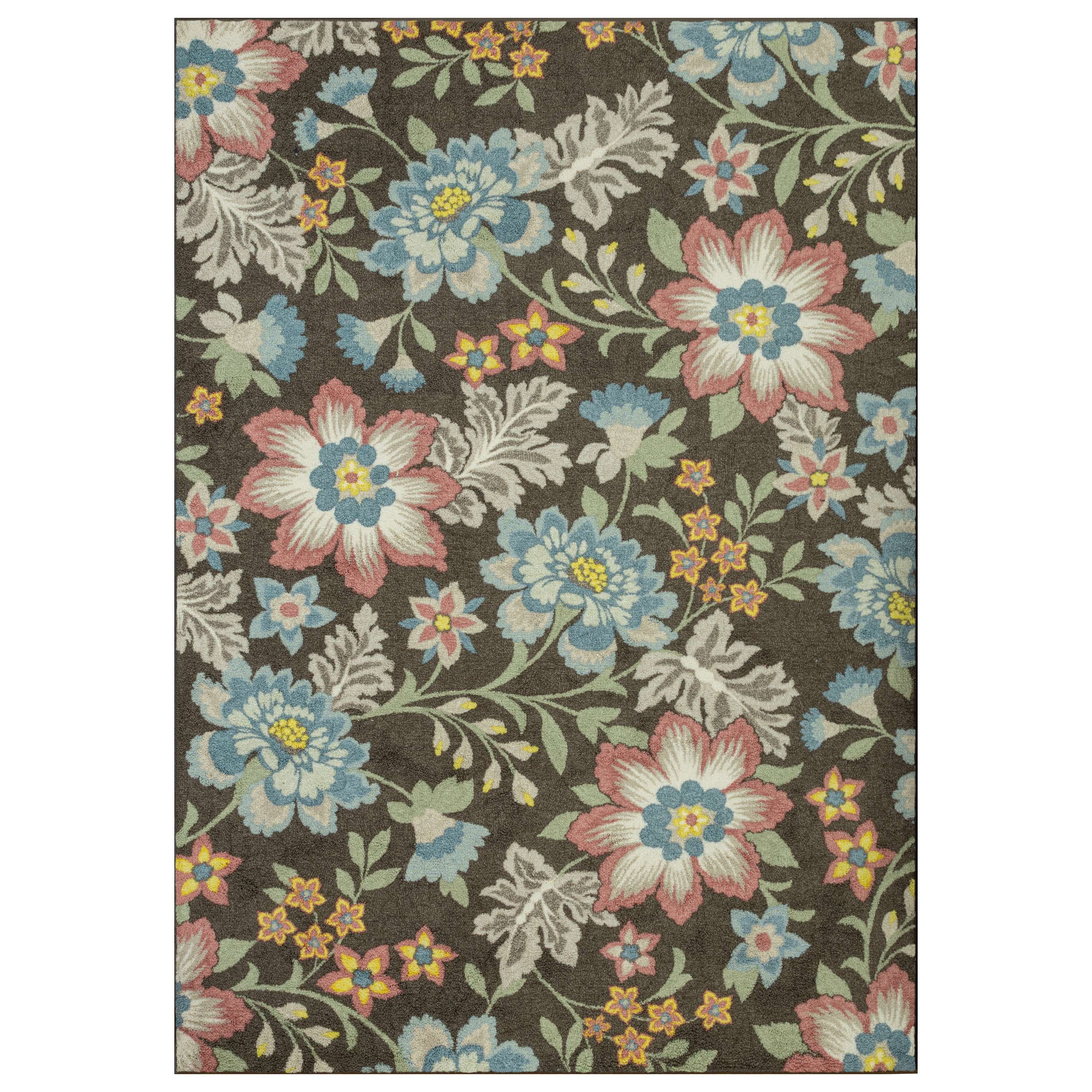 (2 pack) Mainstays Farmhouse Oversized Floral Gray Multicolor Indoor Living Room Area Rug, 7' x 10'