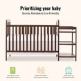 thumbnail image 4 of Dream On Me Anna 3-in-1 Convertible Crib with Changing Table Espresso, changing Pad Included, Converts from Baby Crib to Toddler Bed, Day Bed and Kids Sofa, Three Adjustable Mattress Height Positions, 4 of 13