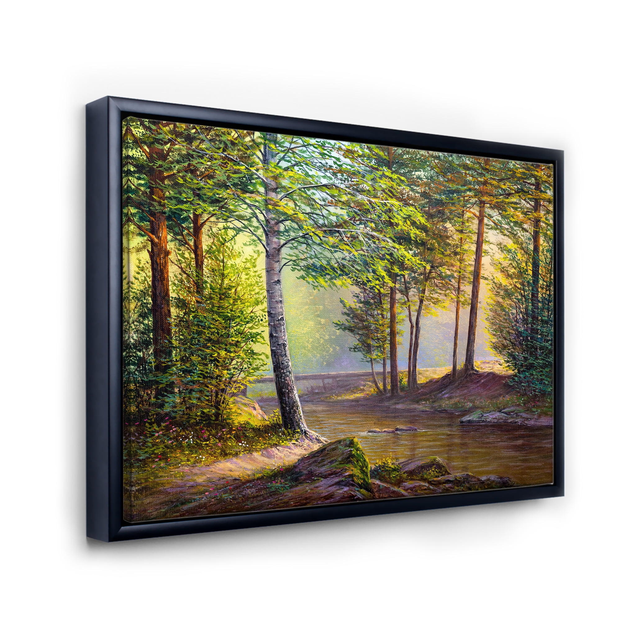 Designart 'Sunrise Glow Through The Awakening Fir Forest' Traditional Framed Canvas Wall Art Print