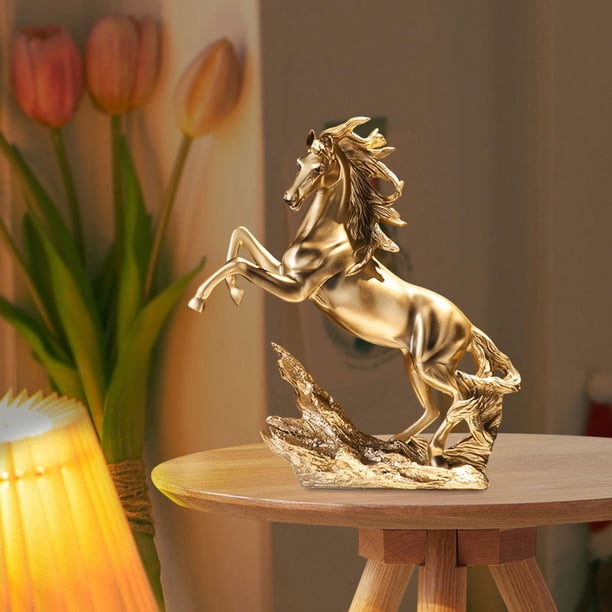 yuksok Resin Standing Horse Statue Sculpture Gold Colour Hand