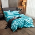 thumbnail image 2 of Juego de cama de satén - Aqua Blue, 2 of 6