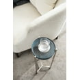 thumbnail image 4 of Kate and Laurel Aguilar Modern Drink Table, 9 x 9 x 23, Blue Glass and Silver, Unique Round Glass Mini Table for Use as Bathroom Accent Table or Coastal Martini Table, 4 of 9