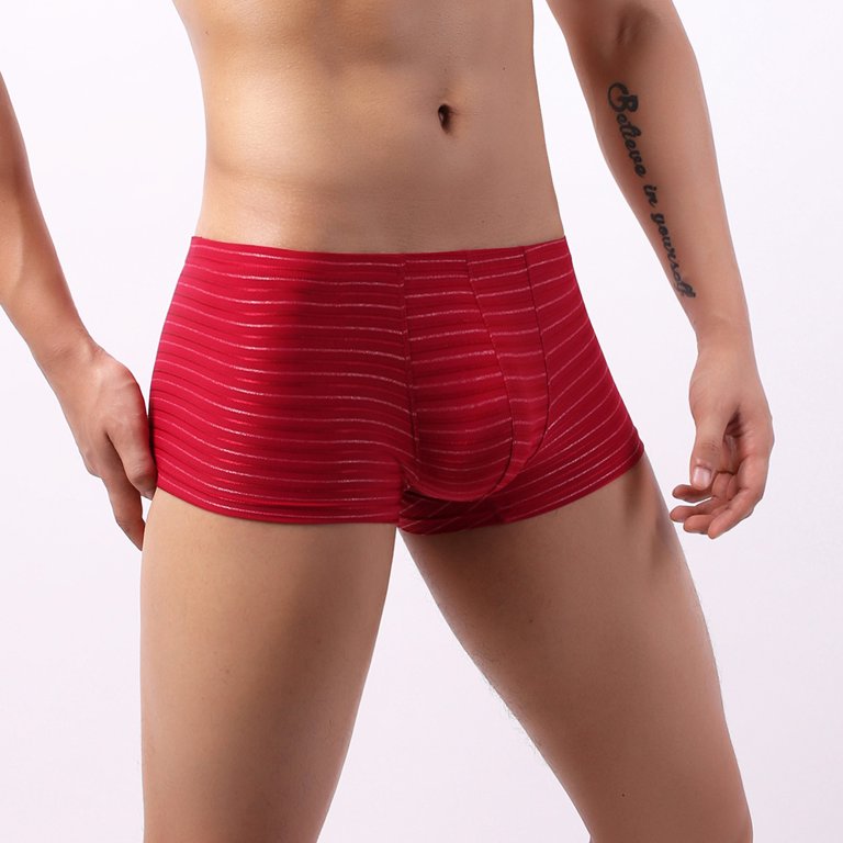 QAZXD Men's Underwear Nylon Super Soft Comfort Breathable Cool Boxer Briefs  Buy 2 Get 1 Free（Red，XXL）