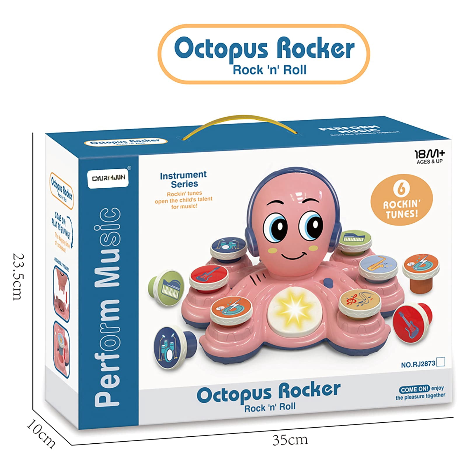 Musical Octopus Toy for Toddlers, Interactive Learning Instrument with 32 Music Modes, Lights & Sounds, 18+ Months