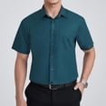 thumbnail image 4 of Mens Dress Shirts Short Sleeve Button Down Shirt Inner Contrast Formal Shirt Teal 2XL, 4 of 6