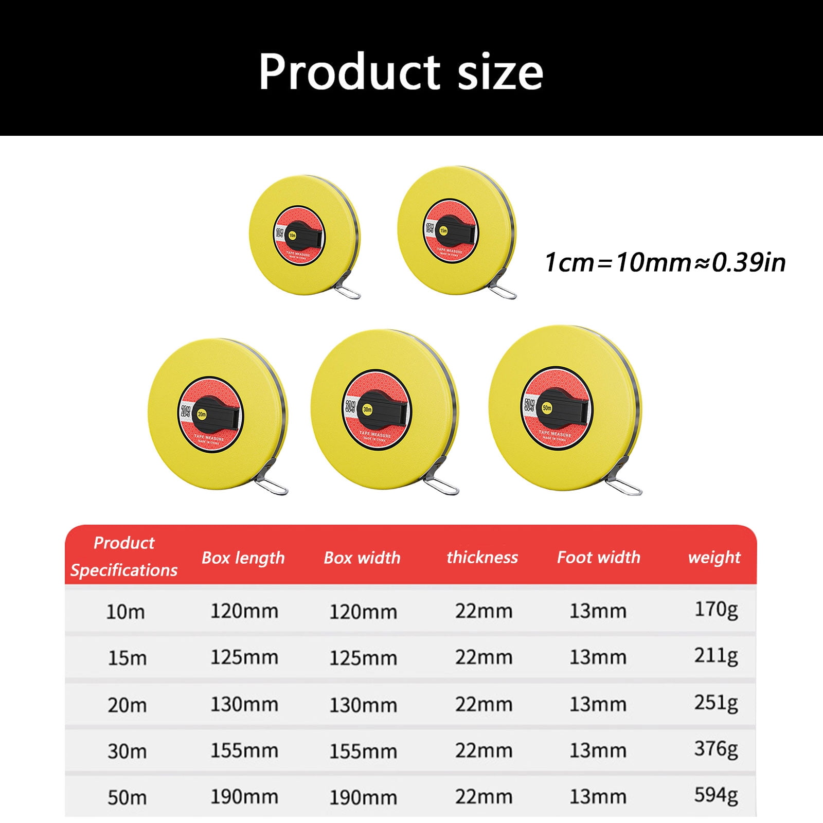 Reinforced Fiberglass Tape Measure Featuring ABS Impacts Resistant Case and Hand Crank Operate for Enhances Durability