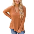 thumbnail image 1 of Gibobby Blusas Elegantes Para Mujer Suéter informal holgado con cuello en V y manga larga tejido para otoño e invierno de Color sólido para mujer Características:（Anaranjado， M), 1 of 4