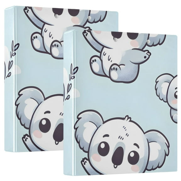 Cartoon Koala Cute Hardcover 3 Ring Binder 1.5 inch Round Rings with Interior Pockets Binders Organizer Office School 1 Pack