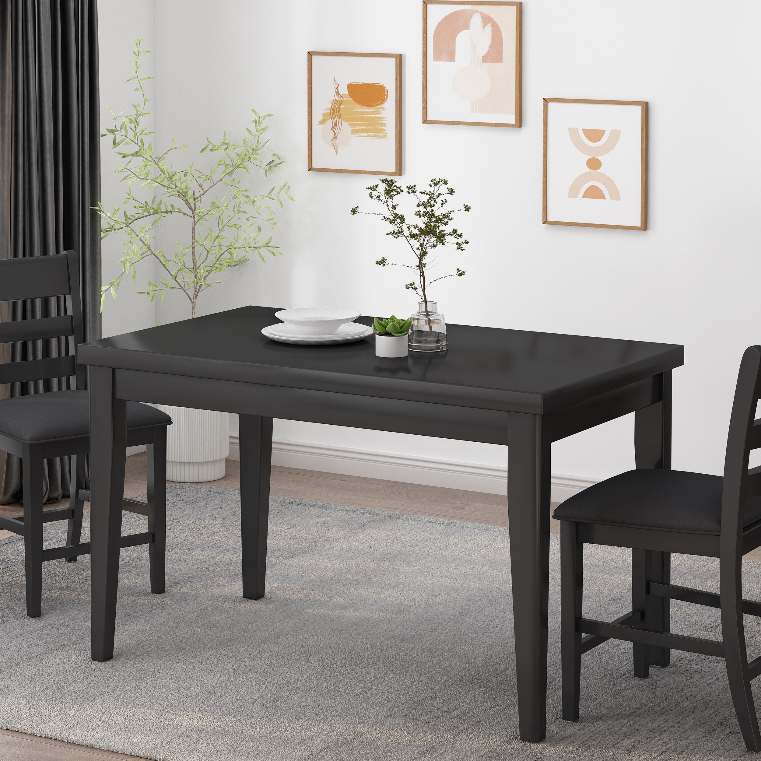 Noble House Woodbine Wood Counter Height Dining Table, Antique Black