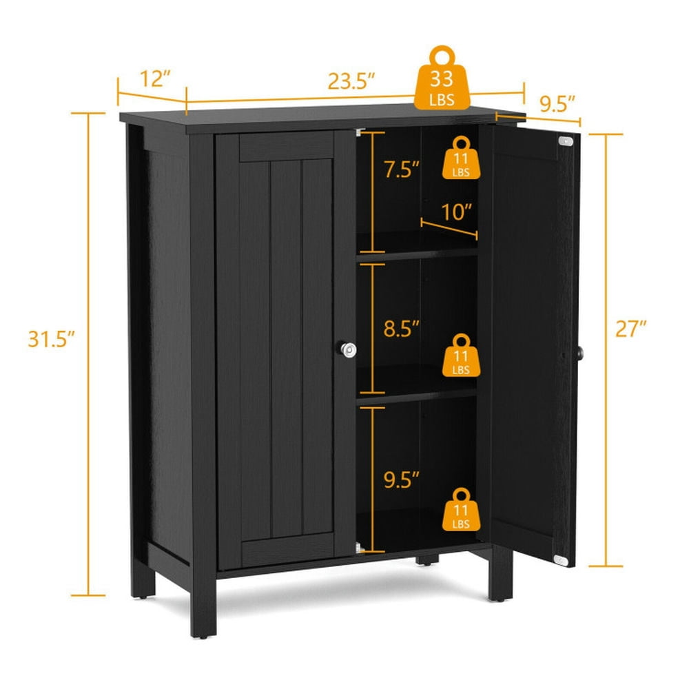 Finihen Bathroom Storage Cabinet, Bathroom Floor Cabinet, 2-Door Bathroom Floor Storage Cabinet Space Saver Organizer, for Bathroom, Living Room, Bedroom, Kitchen, Black Finihen Bathroom Storage Cabinet, Bathroom Floor Cabinet, 2-Door Bathroom Floor Storage Cabinet Space Saver Organizer, for Bathroom, Living Room, Bedroom, Kitchen, Black