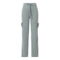 thumbnail image 1 of Franhais Women Plus Size Straight-Leg Cargo Trousers, Solid Color High Waist Pants with Multiple Pockets for Women, XS/SM/L/XL/XXL/XXXL/XXXXL, 1 of 9