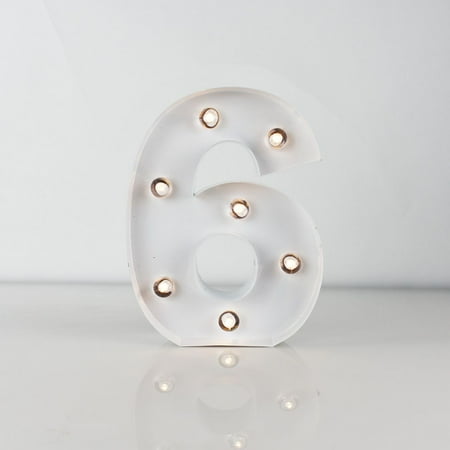 Lighted Metal Numbers Fantado Marquee Light Number '6' LED Metal Sign (8 Inch, Battery Operated) by PaperLanternStore ()