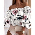 thumbnail image 4 of 2024 Spring Chiffon Women‘s Blouses Off The Shoulder Ruffle Elegant White Shirts Female Spring Elegant Fashion Office Ladies, 4 of 7