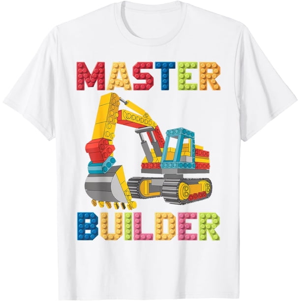 Master Builder Toys - Camiseta excavadora de bloques de construcción