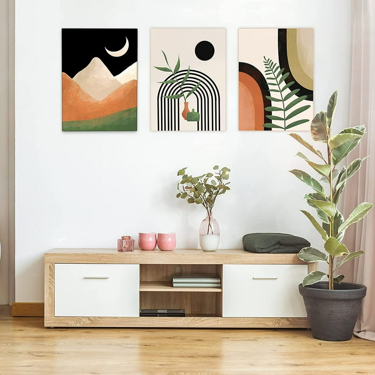 Boho Line Wall Art Beige Boho Painting Picture Geometric Boho Minimalist  Line Art Print Wall Abstract Minimalist Geometric Sun Canvas Wall Art Mid