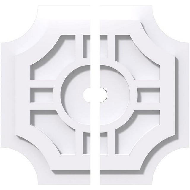 Ekena Millwork CMP12HS2-01000 12 in. OD x 1 in. ID Square Haus Architectural Grade PVC Contemporary Ceiling Medallion - 2 Piece