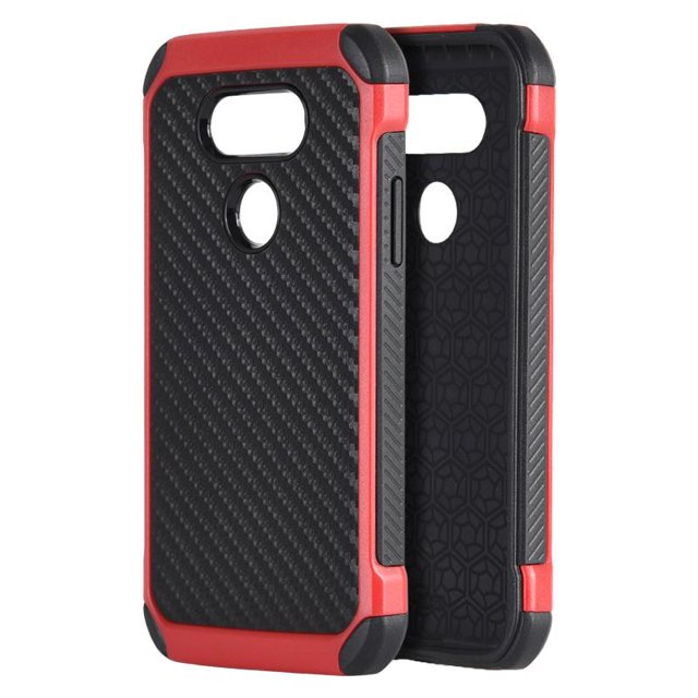 LG G5 TOUGH HYBRID CASE BLACK + BLUE PC WITH CARBON FIBER FINISH LUXMO No