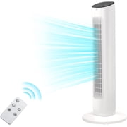 Tower Fan,85°Oscillating Quiet Cooling Standing Floor Fans with 15H Timer & Remote Control,3 Wind Speed 3 Wind Modes LED Display Bladeless Portable Household Electric Fan,Bedroom Office,White