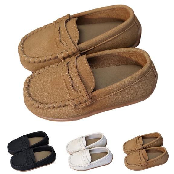 Baby Toddler Boys Girls Loafers Newborn Leather Moccasins Infant First Walking Dress Shoes White 12 (30)