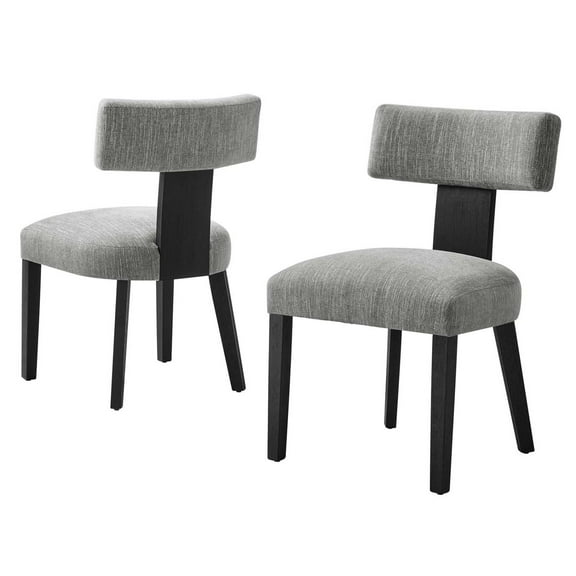 Side Dining Chair, Set of 2, Grey Gray, Fabric, Kitchen Cafe Bistro Hospitality Restaurant, Modern Contemporary HB36864