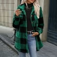 thumbnail image 6 of Hzzrkos Women Casual Loose Plaid Button Down Lapel Collar Long Sleeve Fleece Lined Shacket Jacket Warm Winter Outerwear Coat Fashion Button Front Shirt Jacket Army Green XL, 6 of 9