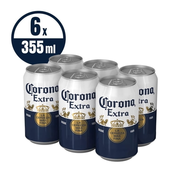 Cerveza clara Corona Extra 6  latas de 355 ml c/u