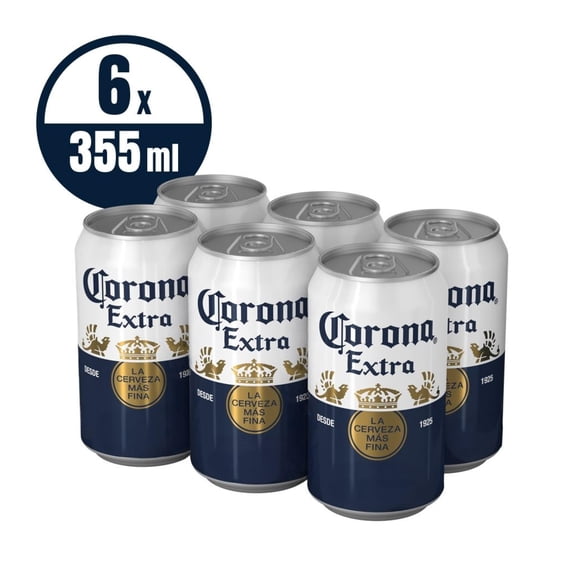 Cerveza clara Corona Extra 6 latas de 355 ml c/u