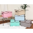 thumbnail image 7 of Unique Bargains Fabric Storage Bin Cube with Handle and Lid Collapsible Basket Beige, 7 of 7