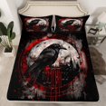 thumbnail image 2 of jejeloiu Bird Animal Raven Bed Sheets,Red Splatter Ink King Sheets,Japan Theme Sheet Set For Teens,Breathable Home Decor,4pcs, 2 of 7