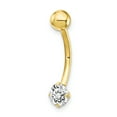 thumbnail image 1 of 10k Yellow Gold 5mm Round Cubic Zirconia Cz Belly Button Rings Screw Navel Bars Body Piercing Naval, 1 of 6
