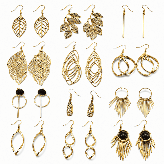 Gold Dangle Earrings Drop Dangle Earrings for Women Boho Fashion Jewelry Vintage Statement Earrings 12 Pairs