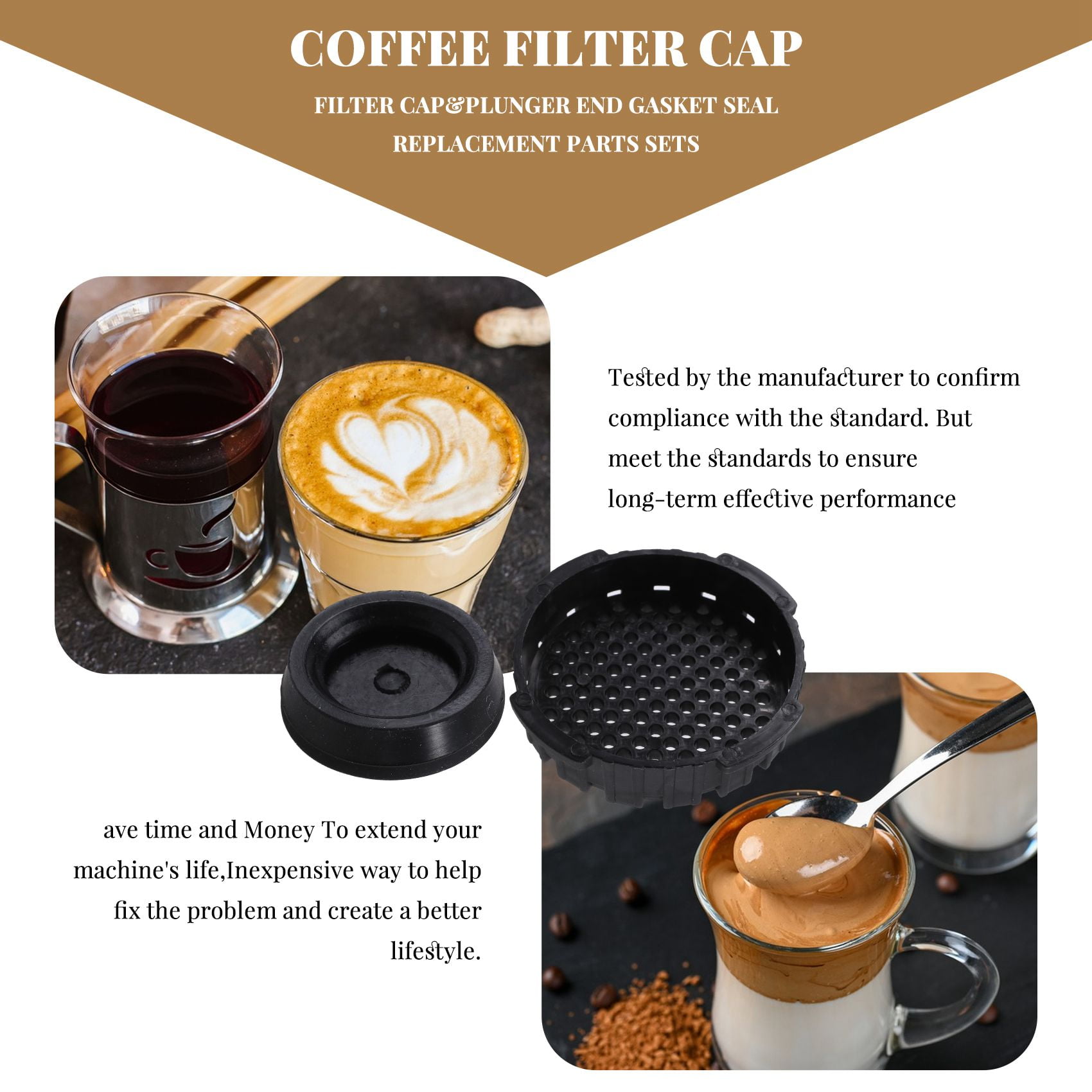 Coffee Filter Paper Cap & Plunger End Gasket Seal Sets Fit For Coffee And Espresso  Maker