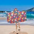 thumbnail image 2 of Yayeee Kids Hooded Towel with Hand Pockets Beach Soft Absorbent Bath Wrap 50 x 23.5 inch, Red Whimsical Floral, 2 of 5