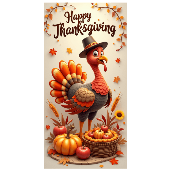 Autumn Theme Thanksgiving Banner Decorative Turkey Festive Harvest for Holiday Celebration Family Gathering Seasonal Decor