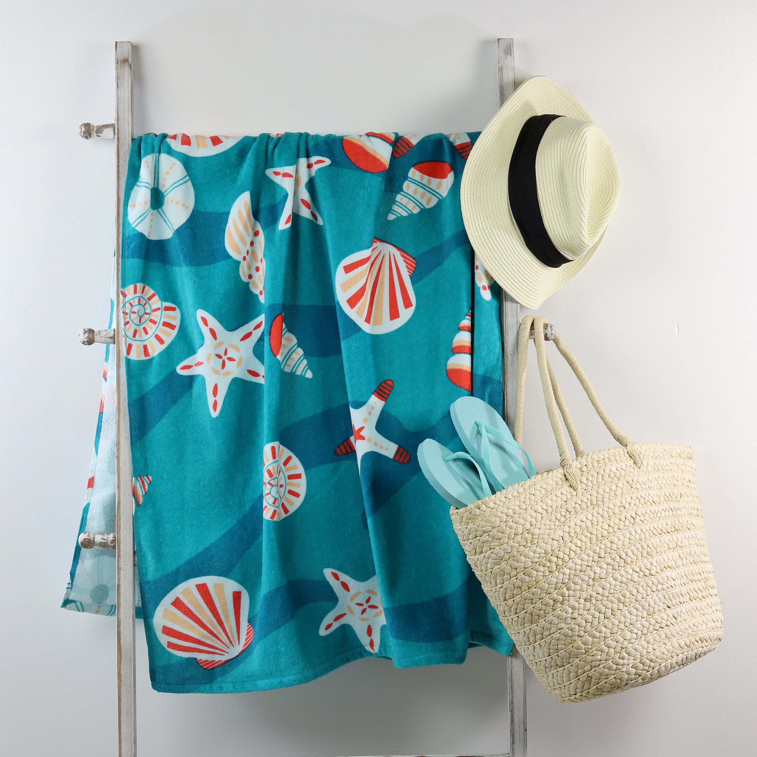 Details about   Mainstays Sea Shells Oversized Printed Beach Towel 34" x 64" 