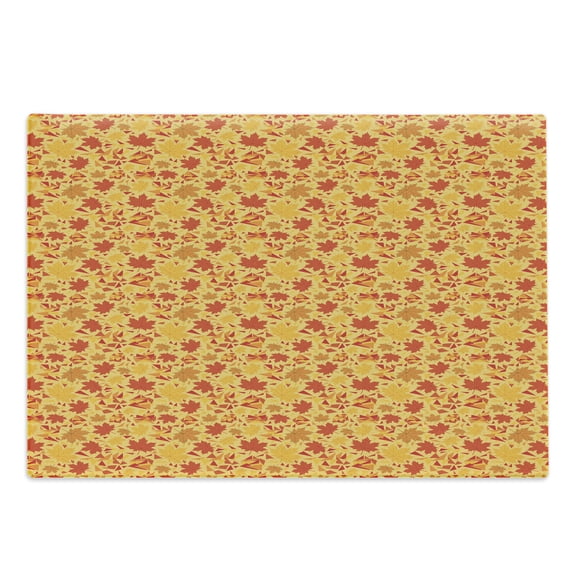 Autumn Cutting Board, Warm Seasonal Tones Maple Leaves Illustration with Fragments Print Design, Decorative Tempered Glass Cutting and Serving Board, in 3 Sizes, by Ambesonne