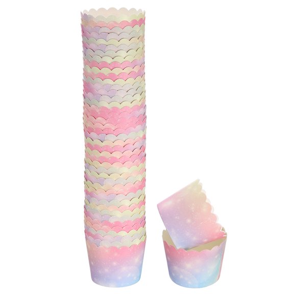 50Pcs Paper Baking Cups Small Bulk Cupcake Muffins Liners Cases Wrappers Gradient Pink Blue