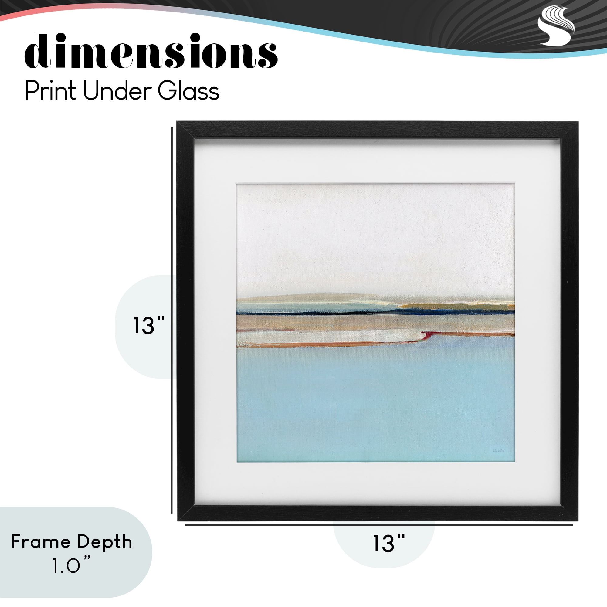 Stupell Industries Serene Minimal Shoreline at Dawn Black Framed Print Under Glass, design by Sally Swatland