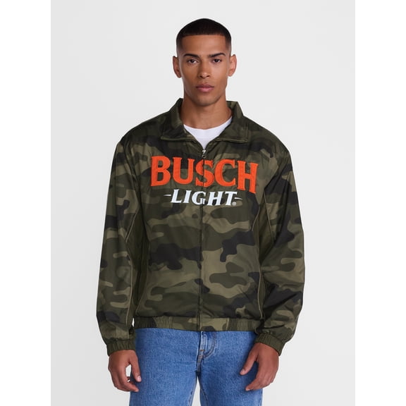 Busch Light Men's and Big Men's Graphic Windbreaker Jacket with Long Sleeves, Sizes S-3XL