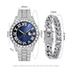 thumbnail image 4 of Reloj De Pulsera De Lujo Con Diamantes Y Brazalete, Unisex Plata con azul, 4 of 5
