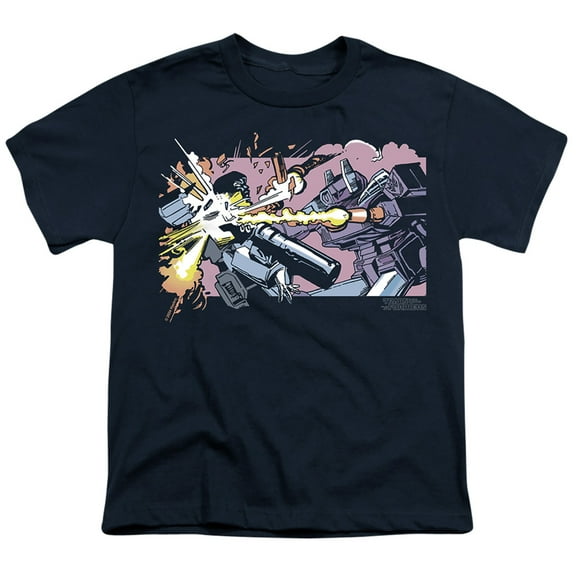 Transformers 40th Anniversary Megatron vs Shockwave Unisex Youth T Shirt, Navy, Medium