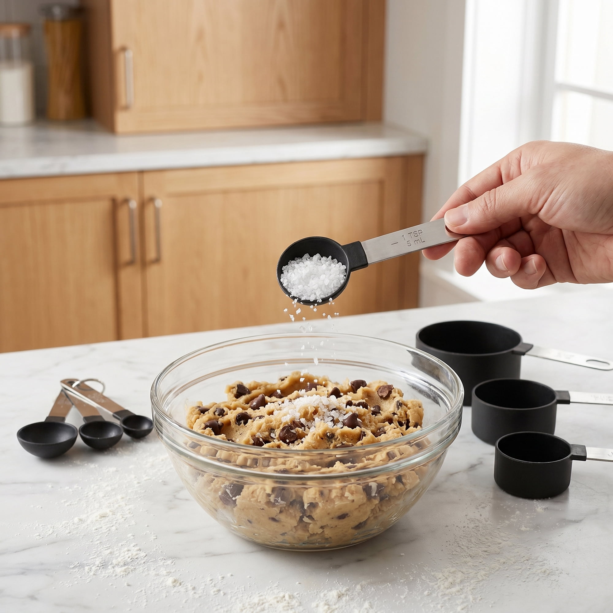 Unique Bargains Plastic Measuring Set with Stackable Cups and Spoons Black 8Pcs